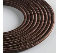 Klartext - Cavo tessile tondo LUMIÈRE per illuminazione, 3x0,75mm, Marrone, 3mt.|Attenzione: cavo terra incluso! Massima sicurezza anti scossa!