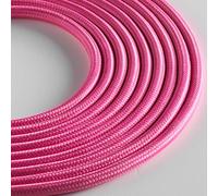 Klartext - Cavo tessile tondo LUMIÈRE per illuminazione, 3x0,75mm, Rosa, 10mt.|Attenzione: cavo terra incluso! Massima sicurezza anti scossa!