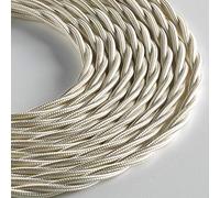 Klartext - Cavo tessile trecciato LUMIÈRE per illuminazione, 3x0,75mm, Avorio, 5mt.|Attenzione: cavo terra incluso! Massima sicurezza anti scossa!