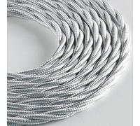 Klartext - Cavo tessile trecciato LUMIÈRE per illuminazione, 3x0,75mm, Bianco Lucido, 5mt.|Attenzione: cavo terra incluso! Massima sicurezza anti scossa!