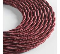 Klartext - Cavo tessile trecciato LUMIÈRE per illuminazione, 3x0,75mm, Bordeaux, 10mt.|Attenzione: cavo terra incluso! Massima sicurezza anti scossa!