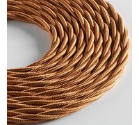 Klartext - Cavo tessile trecciato LUMIÈRE per illuminazione, 3x0,75mm, Bronzo, 5mt.|Attenzione: cavo terra incluso! Massima sicurezza anti scossa!