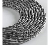 Klartext - Cavo tessile trecciato LUMIÈRE per illuminazione, 3x0,75mm, Grigio Ferro, 10mt.|Attenzione: cavo terra incluso! Massima sicurezza anti scossa!