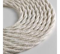 Klartext - Cavo tessile trecciato LUMIÈRE per illuminazione, 3x0,75mm, Lino Naturale, 10mt.|Attenzione: cavo terra incluso! Massima sicurezza anti scossa!