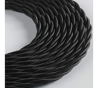 Klartext - Cavo tessile trecciato LUMIÈRE per illuminazione, 3x0,75mm, Nero, 10mt.|Attenzione: cavo terra incluso! Massima sicurezza anti scossa!