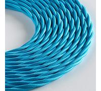 Klartext - Cavo tessile trecciato LUMIÈRE per illuminazione, 3x0,75mm, Turchese, 3mt.|Attenzione: cavo terra incluso! Massima sicurezza anti scossa!