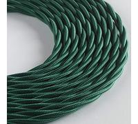 Klartext - Cavo tessile trecciato LUMIÈRE per illuminazione, 3x0,75mm, Verde scuro, 5mt.|Attenzione: cavo terra incluso! Massima sicurezza anti scossa!