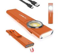 klarus Torcia elettrica ricaricabile E5, piccola, 600 lumen, mini torcia piatta con base magnetica e clip a fibbia, adatta per manutenzione, campeggio, escursioni, emergenze, ecc. colore arancione