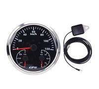 Klatata 3-in-1 GPASTRO GPS Speedometro, contachilometri 110 mm con misuratore di tensione e livello del carburante, segnali di svolta per, yacht, camion (Dialcero nero gambe d'argento CXA089)