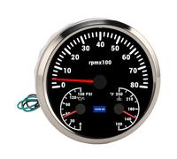 Klatata 4-3/8 "110 mm 3-in-1 COMBO-Tachometro 8000 rpm, pressione dell'olio di 150 psi, temperatura dell'acqua 250 ° F, retroilluminazione a 7 colori per, yacht, camion (Dialcero nero gambe