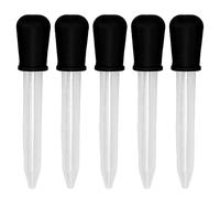 Klatata 5pcs Dropper di pipette liquide, materiale in silicone facile pulizia di contagocce usa e getta con bulbo punta per bambini scienze caramelle gummy artigianato (Nero)
