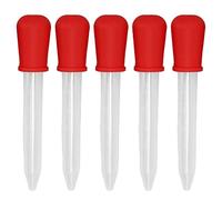 Klatata 5pcs Dropper di pipette liquide, materiale in silicone facile pulizia di contagocce usa e getta con bulbo punta per bambini scienze caramelle gummy artigianato (Rosso)
