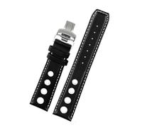 Klauer Banda di guardia in pelle da 20mm con cinghia di orologio in cuoio con chiusura a farfalla, Black White-S, 20mm