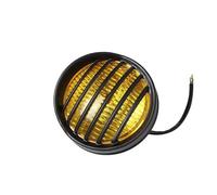 KLAUER per Suzuki Faro Universale retrò per Moto Faro per Moto Faro con Griglia A Maglie Rotonde(Black Yellow Lens)