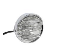 KLAUER per Yamaha Faro Universale retrò per Moto Faro per Moto Faro con Griglia A Maglie Rotonde(Chrome Clear Lens)