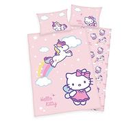 Klaus Herding GmbH Hello Kitty - Set di biancheria da letto, motivo: unicorno, 40 x 60 cm e 100 x 135 cm