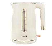KLAUSBERG Bollitore elettrico con spegnimento automatico e protezione da cottura a secco, 1,7 litri, color crema, acciaio inox 304, 220-240 V, 1500-1800 Watt