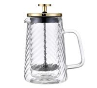Klausberg French Press (KB-7765) - Caffettiera da 350 ml/3 tazze, filtro in acciaio inox, a doppia parete, isolata, teiera, teiera, teiera, coperchio in oro