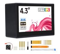 KLAYERS Display IPS da 4,3 pollici, 800 × 480, tocco capacitivo a 5 punti, vetro temperato 6H, compatibile con RPi, VisionFive2, Tinker Board 2 e Core3566, nessun driver richiesto, retroilluminazione