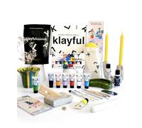 Klayful- Kit Argilla Senza Cottura per Principianti - Kit Ceramica Fai da Te | Strumenti, Colori Pastello, Pennelli, Smalto, Guida Passo a Passo (1,5 kg Argilla Bianca - Colori Classici)