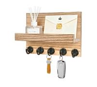 Kldgris Portachiavi da Parete, Portachiavi da Muro in Legno, con 5 Ganci per Chiavi, Appendi Chiavi Ingresso, per Ingresso, Cucina, Ufficio, Soggiorno (Colore del Legno)