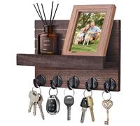 Kldgris Portachiavi da Parete, Portachiavi da Muro in Legno, con 5 Ganci per Chiavi, Appendi Chiavi Ingresso, per Ingresso, Cucina, Ufficio, Soggiorno (marrone)