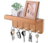 Kldgris Portachiavi da Parete, Portachiavi da Muro, Portachiavi con Design per la Casa, Portachiavi Multifunzione, in Legno, con 5 Ganci per Chiavi, per Ingresso, Cucina, Corridoio, Ufficio (Marrone)