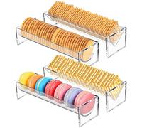 Kleagary 4 vassoi da cracker trasparenti per servire, supporto rettangolare per cracker, vassoio in acrilico, supporto alimentare per feste, durevole, facile da usare