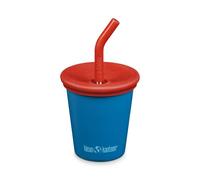 Klean Kanteen Kid Cup - Tazza in acciaio inox con coperchio di cannuccia Mykonos, 284 ml, colore: Blu