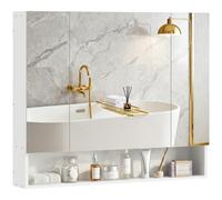 kleankin Armadietto Bagno 3 Ante con Specchiera e Ripiani Regolabili Bianco