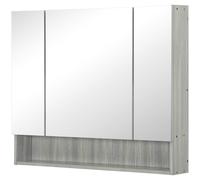 kleankin Armadietto Bagno 3 Ante con Specchiera e Ripiani Regolabili Bianco