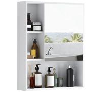 kleankin Armadietto Bagno a Specchio, Ripiani Regolabile 60x15x76cm Bianco