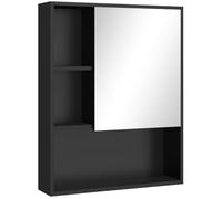 kleankin Armadietto Bagno a Specchio, Ripiani Regolabile 60x15x76cm Nero