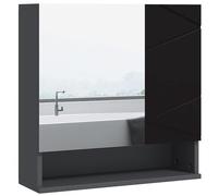 kleankin Armadietto Bagno con Specchio e 2 Ante, Specchio Bagno Contenitore con Mensole Regolabili in Legno, 55x17x55cm, Nero