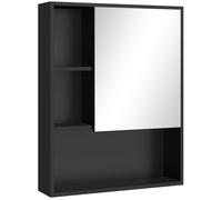 kleankin Armadietto Bagno con Specchio, Ripiani e Scaffale Regolabile
