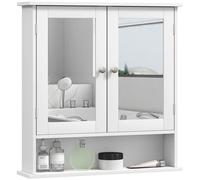 kleankin Armadietto Bagno da Parete 2 Ante a Specchio e Ripiano Aperto Bianco