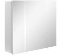 kleankin Armadietto Bagno in Legno Bianco con 3 Ante Specchiate 70x15x60cm