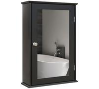 kleankin Armadietto Bagno Pensile con Specchio 41x14x60cm Legno Nero