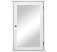 kleankin Armadietto Bagno Pensile con Specchio 41x14x60cm Legno Bianco