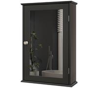 kleankin Armadietto Bagno Pensile con Specchio 41x14x60cm Legno Bianco