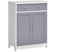 kleankin Armadietto da bagno, armadio con 2 ante e 2 cassetti, 60 x 30 x 75 cm, grigio e bianco