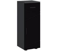 kleankin Armadietto da Bagno con Cassetto e Armadietto a 2 Livelli Regolabili, Mobiletto Bagno in Legno, 30x30x82 cm, Nero e Grigio Scuro