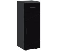 kleankin Armadietto da Bagno con Cassetto e Armadietto a 2 Livelli Regolabili, Mobiletto Bagno in Legno, 30x30x82 cm, Nero e Grigio Scuro