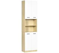 kleankin Armadietto da Bagno, Mobile Alto 53x33.5x195.7 cm Bianco e Legno
