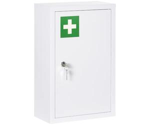 kleankin Armadietto Farmaci a Parete 3 Ripiani 30x14x46 cm Bianco