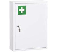 kleankin Armadietto Farmaci a Parete a 3 Ripiani con 2 Chiavi di Sicurezza, Armadietto Porta Medicinali in Acciaio, 40x15x53.5 cm, Bianco