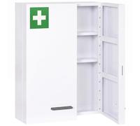 kleankin Armadietto Medicinali 6 Ripiani Serratura 55x18x60 cm Bianco