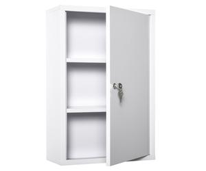 kleankin Armadietto Medicinali a 3 Livelli in Acciaio con 2 Chiavi e Montaggio a Parete, 40x18x60 cm, Bianco Aosom