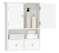 kleankin Armadietto Pensile Bagno a 2 Ante, Ripiano Aperto, Bianco