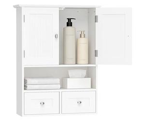 kleankin Armadietto Pensile Bagno a 2 Ante, Ripiano Aperto, Bianco